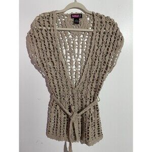 Cottagecore Open Knit Cardigan S Floral Crochet Boho Festival Indie Beachy